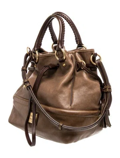 Pre-owned Dooney & Bourke Leather Bucket Bag In Brown