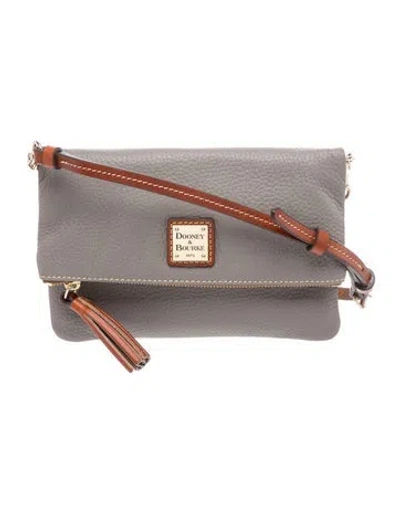 Pre-owned Dooney & Bourke Leather Crossbody Bag W/ Tags In Gray