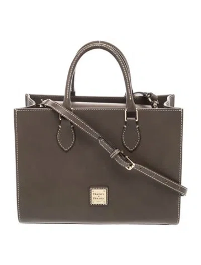 Pre-owned Dooney & Bourke Leather Top Handle Bag In Brown/grey