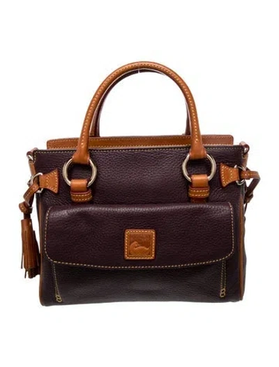 Pre-owned Dooney & Bourke Leather Top Handle Bag In Brown/purple