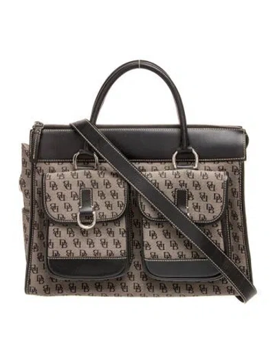 Pre-owned Dooney & Bourke Leather Top Handle Bag In Grey