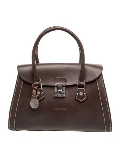 Pre-owned Dooney & Bourke Leather Top Handle Bag In Grey