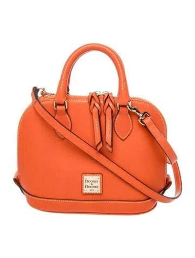 Pre-owned Dooney & Bourke Leather Top Handle Bag In Orange