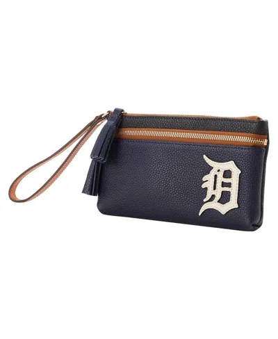 Dooney & Bourke Men's And Women's  Detroit Tigers Infield Double-zip Wristlet In Navy