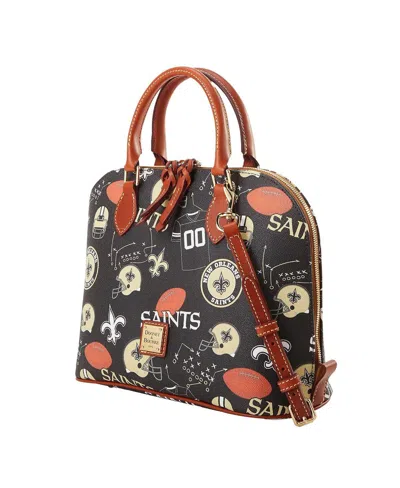 Dooney & Bourke New Orleans Saints Game Day Zip Satchel In Black
