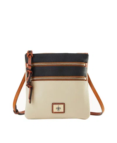 Dooney & Bourke New Orleans Saints Halftime Pebble-grain Leather Crossbody Bag In Gray