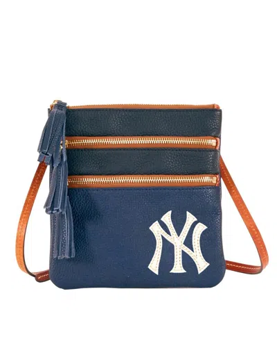 Dooney & Bourke New York Yankees Infield Triple Zip Crossbody Purse In Blue