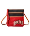 Dooney & Bourke Ohio State Buckeyes Infield Triple Zip Crossbody Bag In Transparent