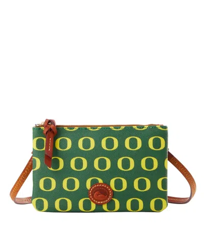Dooney & Bourke Oregon Ducks Top Zip Pebble Grain Leather Crossbody Bag In Green