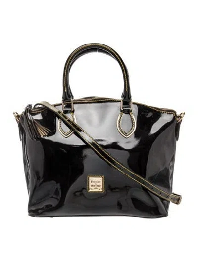 Pre-owned Dooney & Bourke Patent Leather Top Handle Bag In Black
