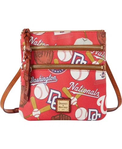 DOONEY & BOURKE WASHINGTON NATIONALS GAME DAY TRIPLE ZIP CROSSBODY PURSE