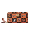Dooney & Bourke Women's Baltimore Orioles Game Day Large Zip-around Wristlet In Black