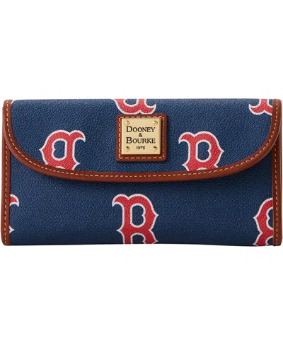 Dooney & Bourke Women's  Boston Red Sox Sporty Monogram Continental Clutch In Navy,brown