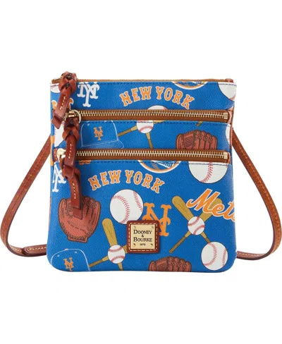 Dooney & Bourke Women's  New York Mets Game Day Triple Zip Crossbody Purse In Blue