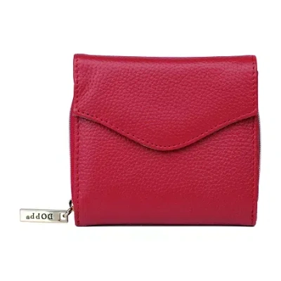 Dopp Accordion Zip French Womens Rfid Blocking Front Pocket Wallet In Red