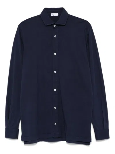 Doppia Navy Blue Long Sleeves Cotton Shirt