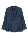 Doppiaa Indigo Blue Double-breasted Blazer With Side Patch Pockets