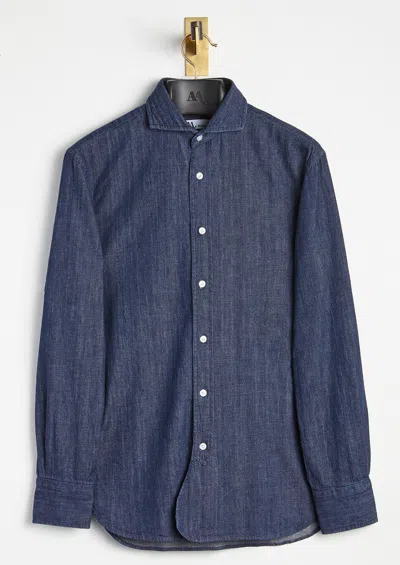 Doppiaa Aalassio Cutaway-collar Cotton Shirt In Blue