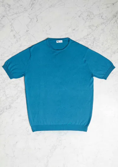 Doppiaa Aalfeo Cotton Knitted T-shirt In Blue