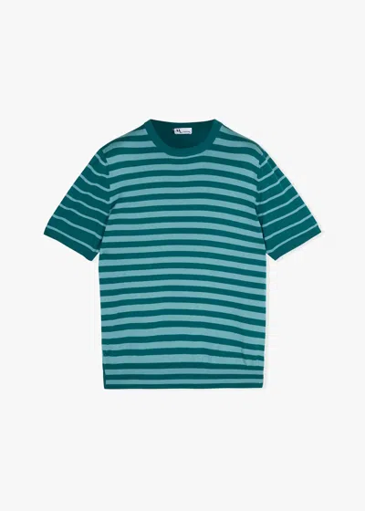 Doppiaa Aalfeo Striped Knitted Tshirt In Green