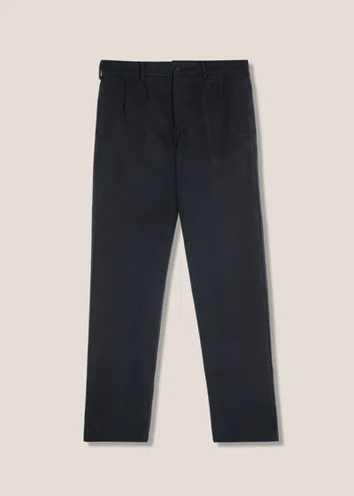 Doppiaa Aalghero Straight-leg Pleated Cotton-flannel Trousers In Black