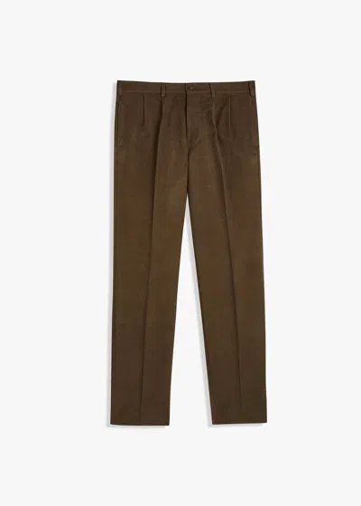 Doppiaa Aalghero Straight-leg Pleated Moleskin Trousers In Brown