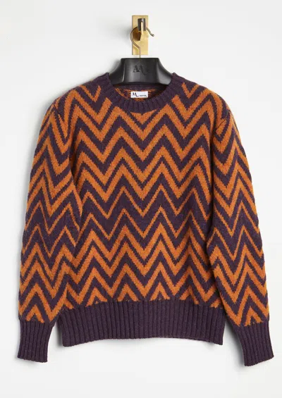 Doppiaa Aambrosia Shetland Wool Zig-zag Sweater In Multi