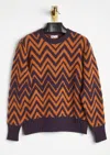 Doppiaa Aambrosia Shetland Wool Zig-zag Sweater In Multi