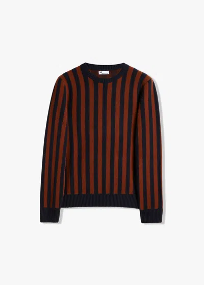 Doppiaa Aambunti Round-necked Striped Sweater In Brown