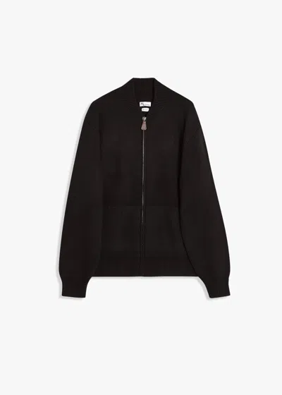 Doppiaa Aamira Knitted Zip Sweater In Black