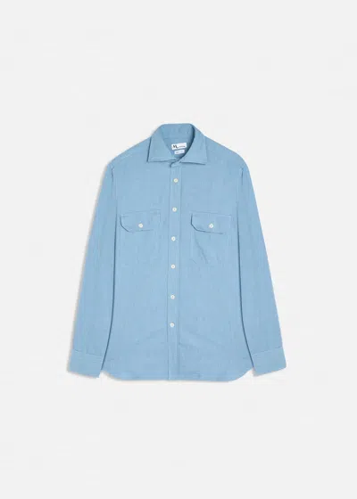 Doppiaa Aantero Cotton Flannel Shirt In Blue