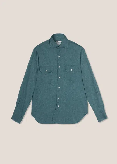 Doppiaa Aantero Teal Flannel Shirt In Green