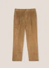 Doppiaa Aantioco Beige Pleated Stretch Cotton-corduroy Trousers In Yellow