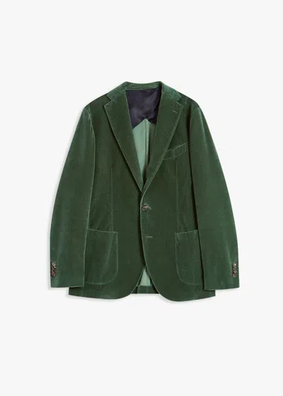 Doppiaa Aanzio Velvet Blazer With Patch Pockets In Green