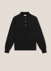 Doppiaa Aaric Navy Wool Polo Shirt In Black