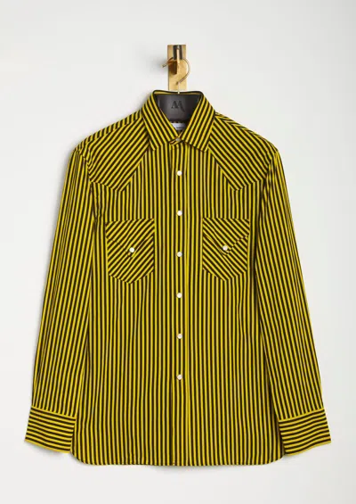 Doppiaa Aariosto Vertical Striped Western Shirt In Green