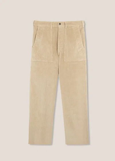 Doppiaa Aartemas Wide Corduroy Workwear Pants In Neutral
