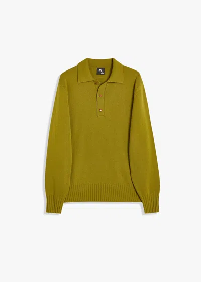 Doppiaa Aashton Wool And Cashmere Polo Sweater In Green