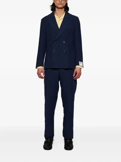 Doppiaa Double-breasted Aabele Blazer And Aantioco Trousers In Blue