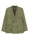 Doppiaa Textured Olive Green Double-breasted Blazer With Rear Vents