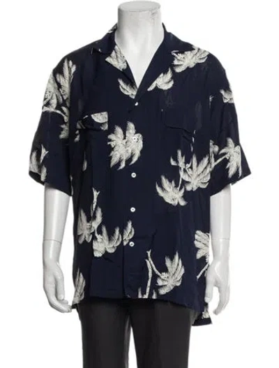 Pre-owned Doppiaa Floral Print Short Sleeve Shirt In Blue