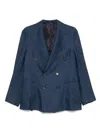 Doppiaa Indigo Blue Double-breasted Blazer With Side Patch Pockets