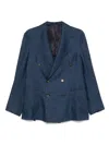 Doppiaa Indigo Blue Double-breasted Blazer With Side Patch Pockets