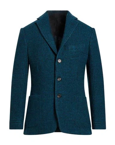 Doppiaa Man Blazer Deep Teal Size 40 Virgin Wool In Blue