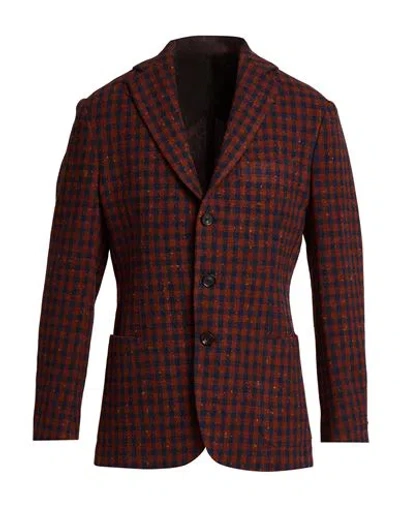 Doppiaa Man Blazer Rust Size 40 Virgin Wool In Multi