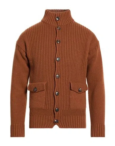 Doppiaa Man Cardigan Brown Size 42 Wool, Polyamide