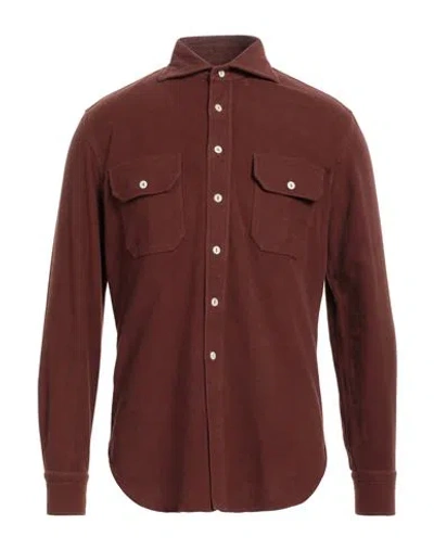 Doppiaa Man Shirt Brick Red Size 15 ½ Cotton, Elastane