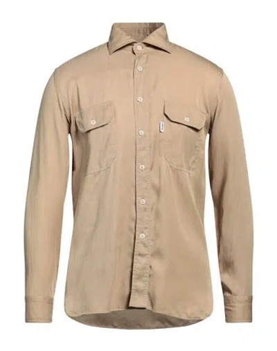 Doppiaa Man Shirt Camel Size 15 ¾ Lyocell In Brown