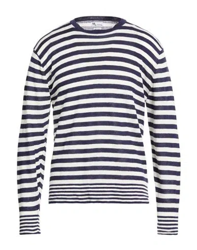 Doppiaa Man Sweater Navy Size 38 Linen In Blue