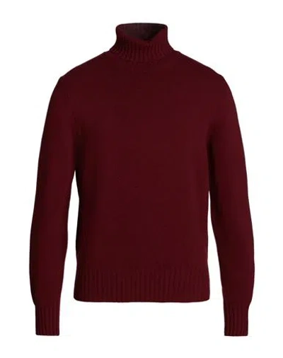 Doppiaa Man Turtleneck Burgundy Size 38 Wool, Polyamide In Red